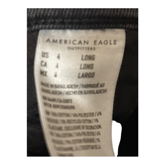 American Eagle Outfitters Black Stretch Straight Leg Jeans 4 Long - Picture 4 of 4